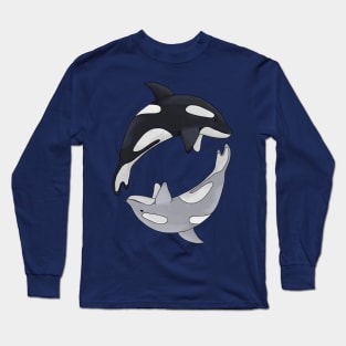 Orcas yin yang Long Sleeve T-Shirt